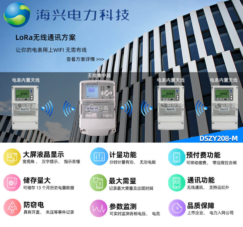 杭州海興DSZY208-M無(wú)線(xiàn)LoRa預(yù)付費(fèi)電能表